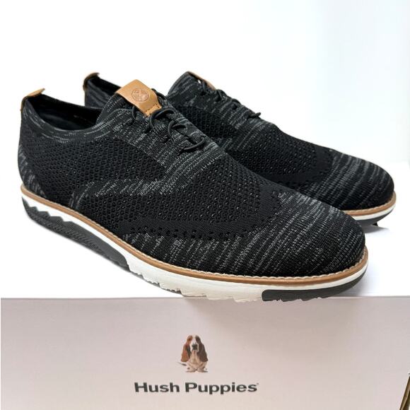 Hush Puppies Men's Expert Wingtip Knit Oxford Shoes In Black Multi Size 8 New - Picture 1 of 10